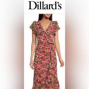 NWT – ASTR THE LABEL –Size 8 Red Multi Floral Cap Sleeve Flowing Dress